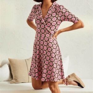 Boden Fixed Wrap Dress In Black Opulent Daisy Mod 6R